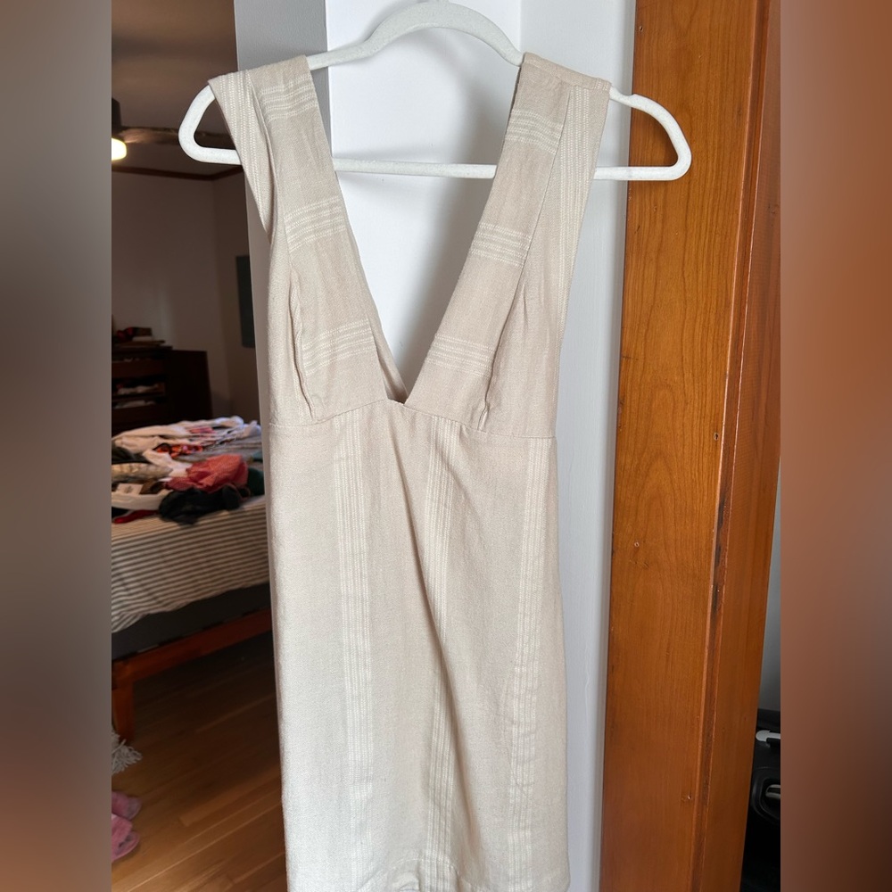 Free People Cream Backless V-Neck Dress